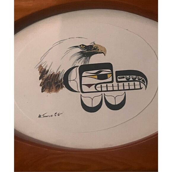 Alaskan Native AK Jones Eagle & Totem Framed Drawing Wall Art Home Decor Signed - Picture 8 of 8